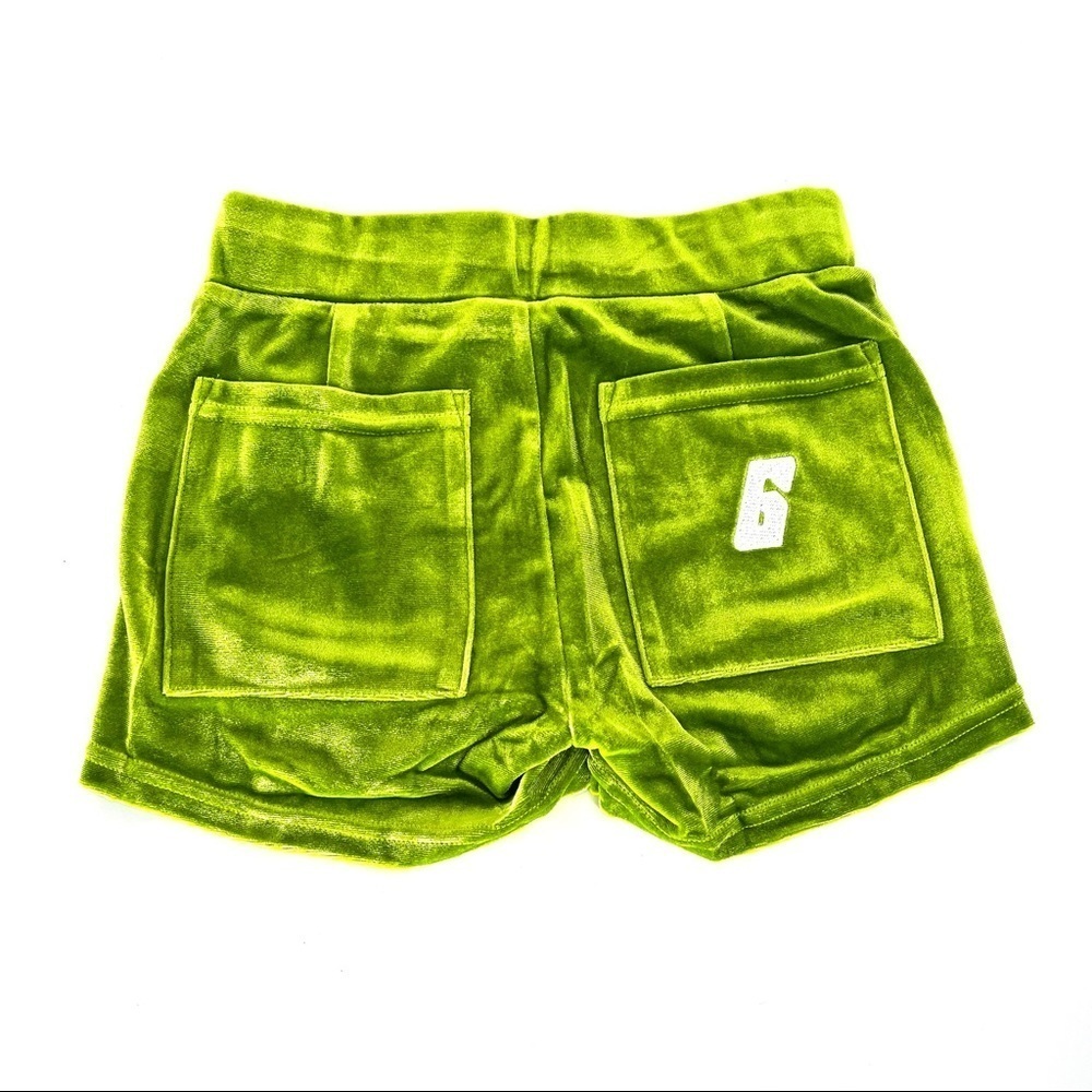 Gsuwoo Women's All Time Velour Drawstrings Shorts Apple Green - Picture 6 of 7